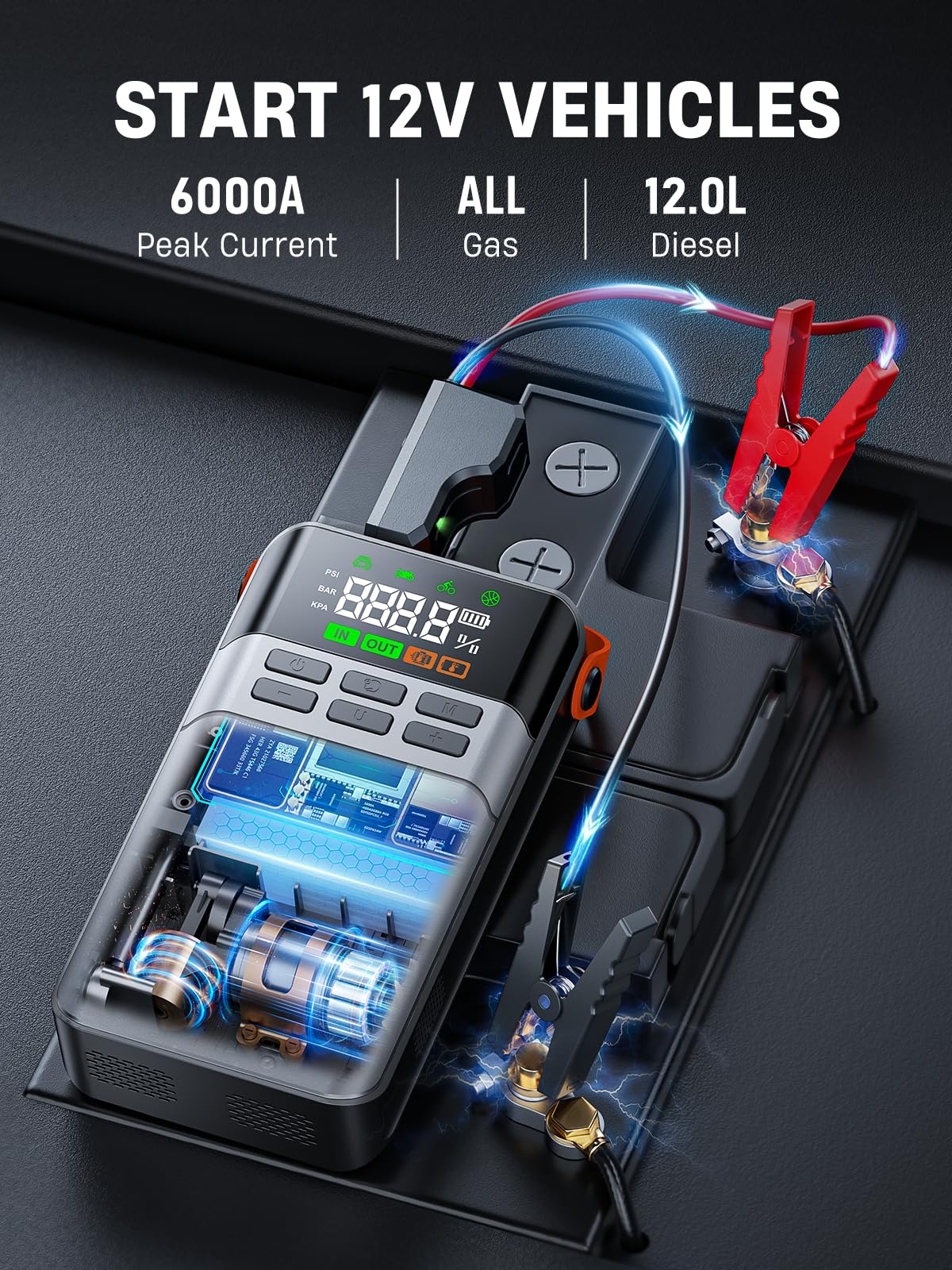 8-in-1 Car Jump Starter with Air Compressor R266191