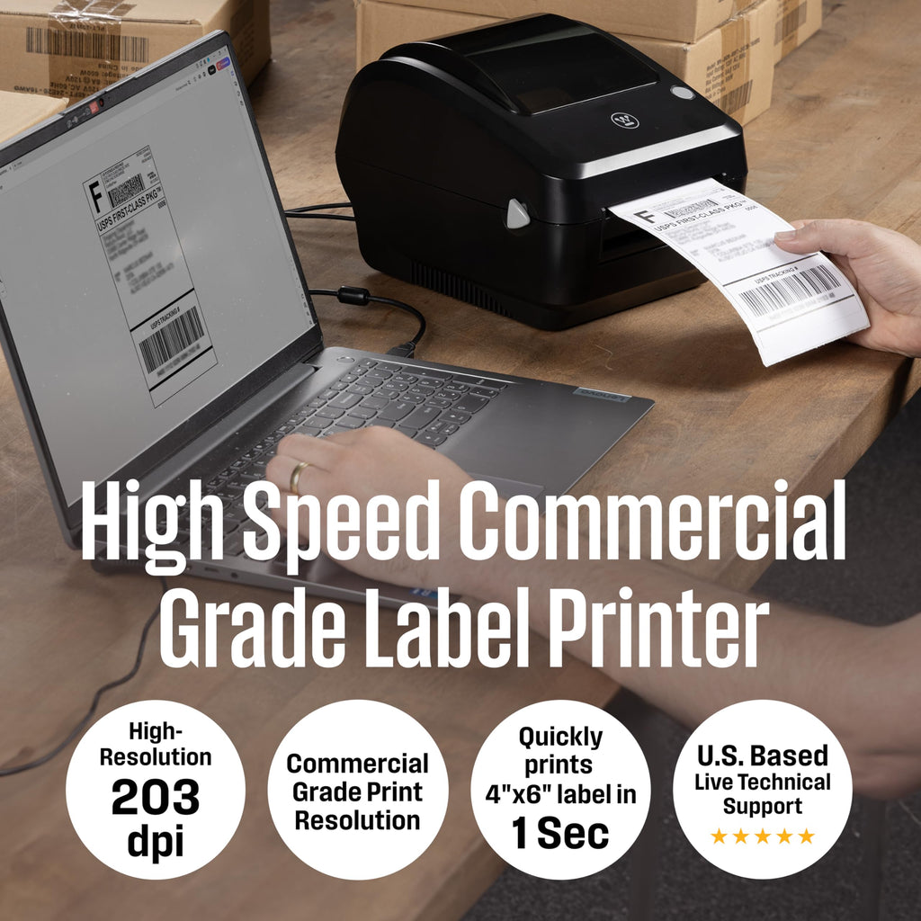 Thermal Shipping Label Printer USB 4x6 Commercial Grade Desktop Label Printer D777