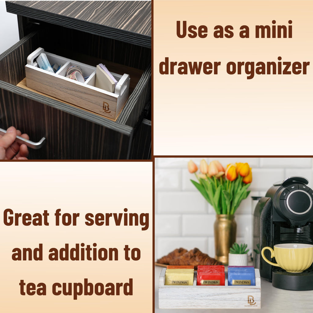 Wooden 3 Slot Tea Bag Organizer K6339