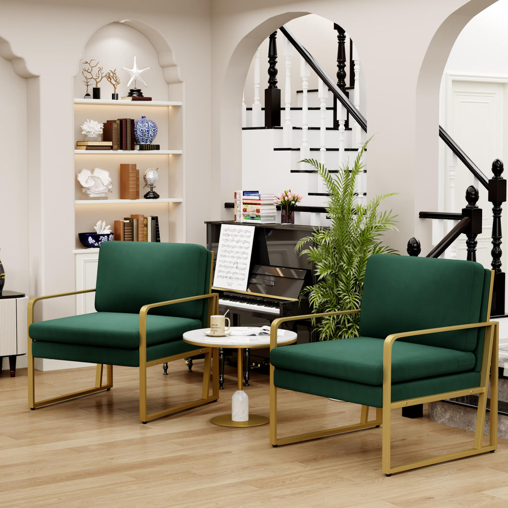 Velvet Accent Chair Set of 2 Green T1491