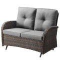 Brown 2 Seater Wicker Outdoor Glider Bench W206