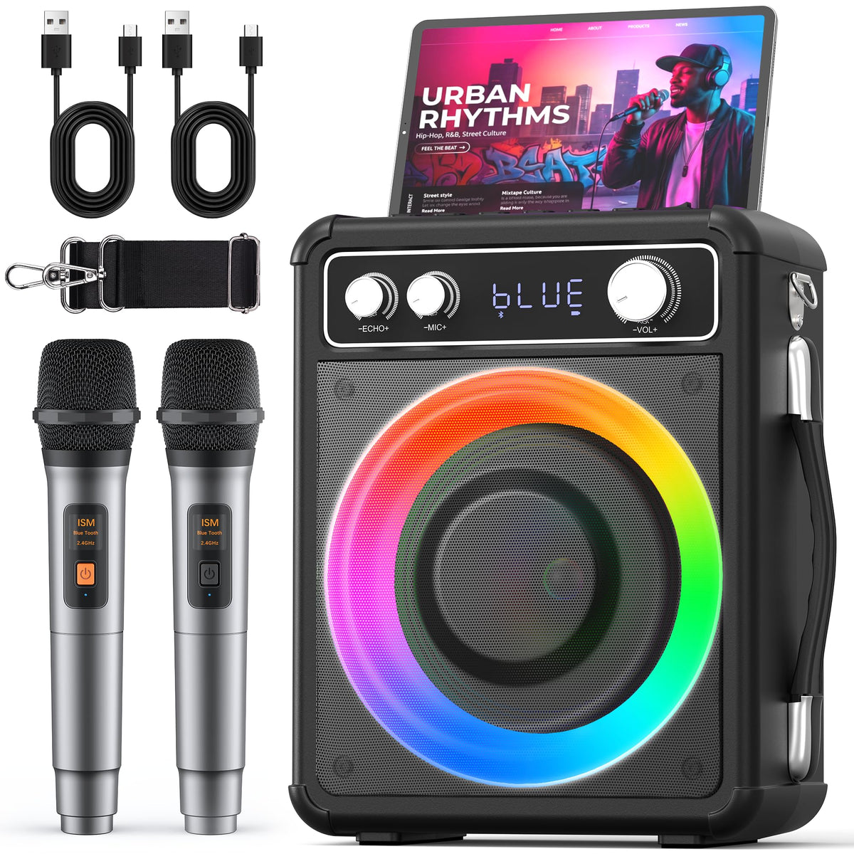 Karaoke Machine with 2 Wireless Mics G8829