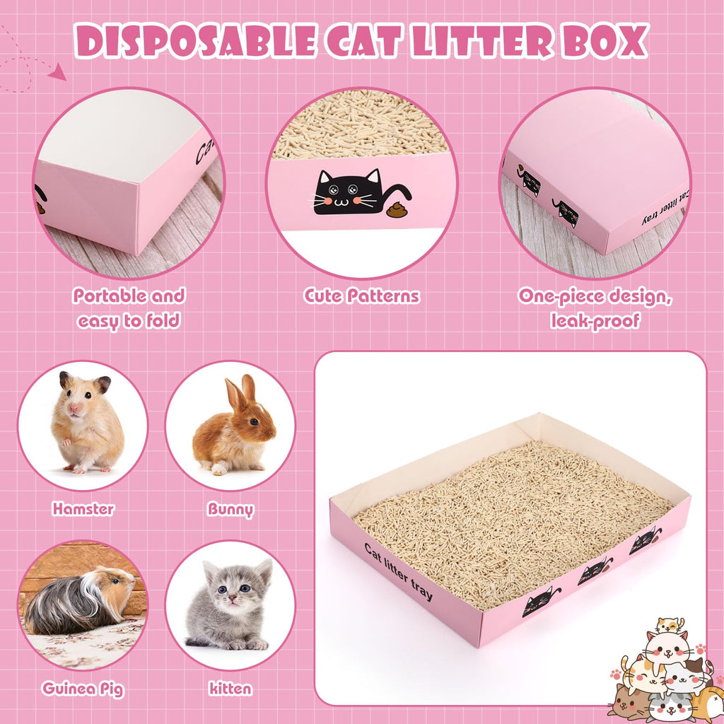 60 Pcs Disposable Cat Litter Boxes with Scoops G645776