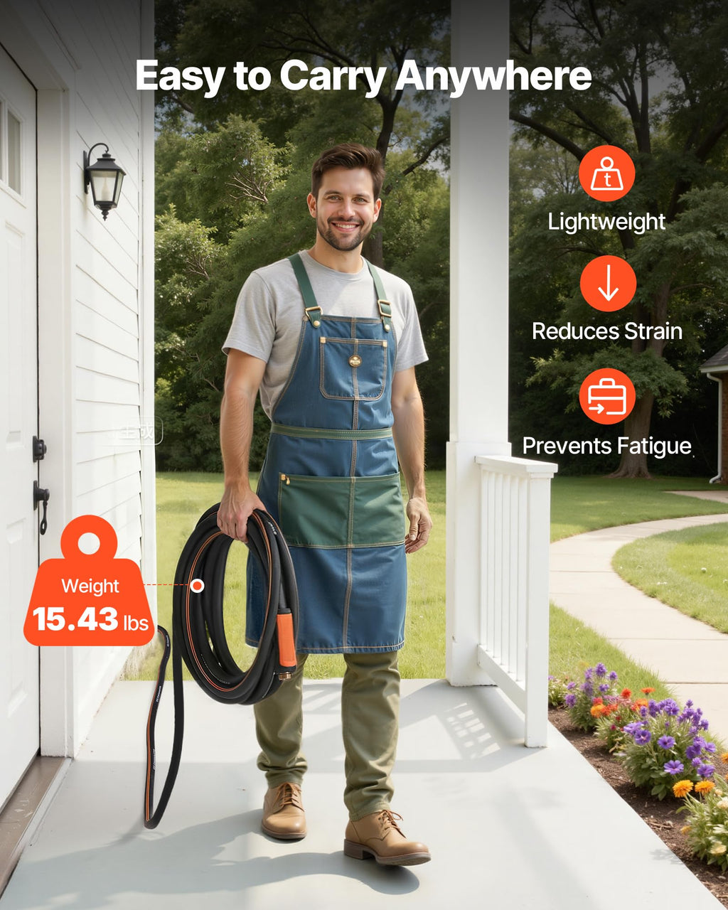 100 ft 5/8" Heavy Duty 4-Layer Rubber Garden Hose I448