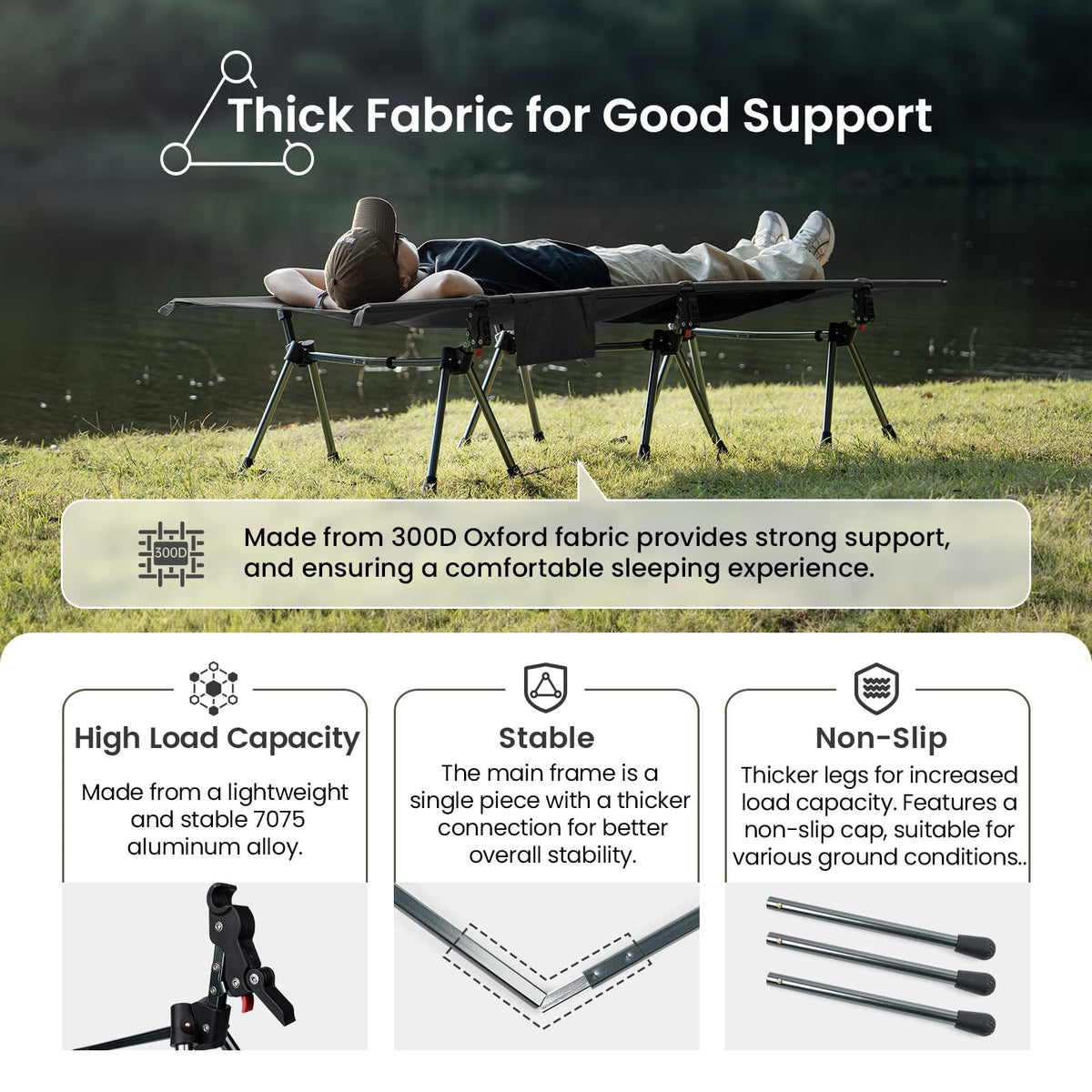 Height Adjustable Folding Camping Cot B4516