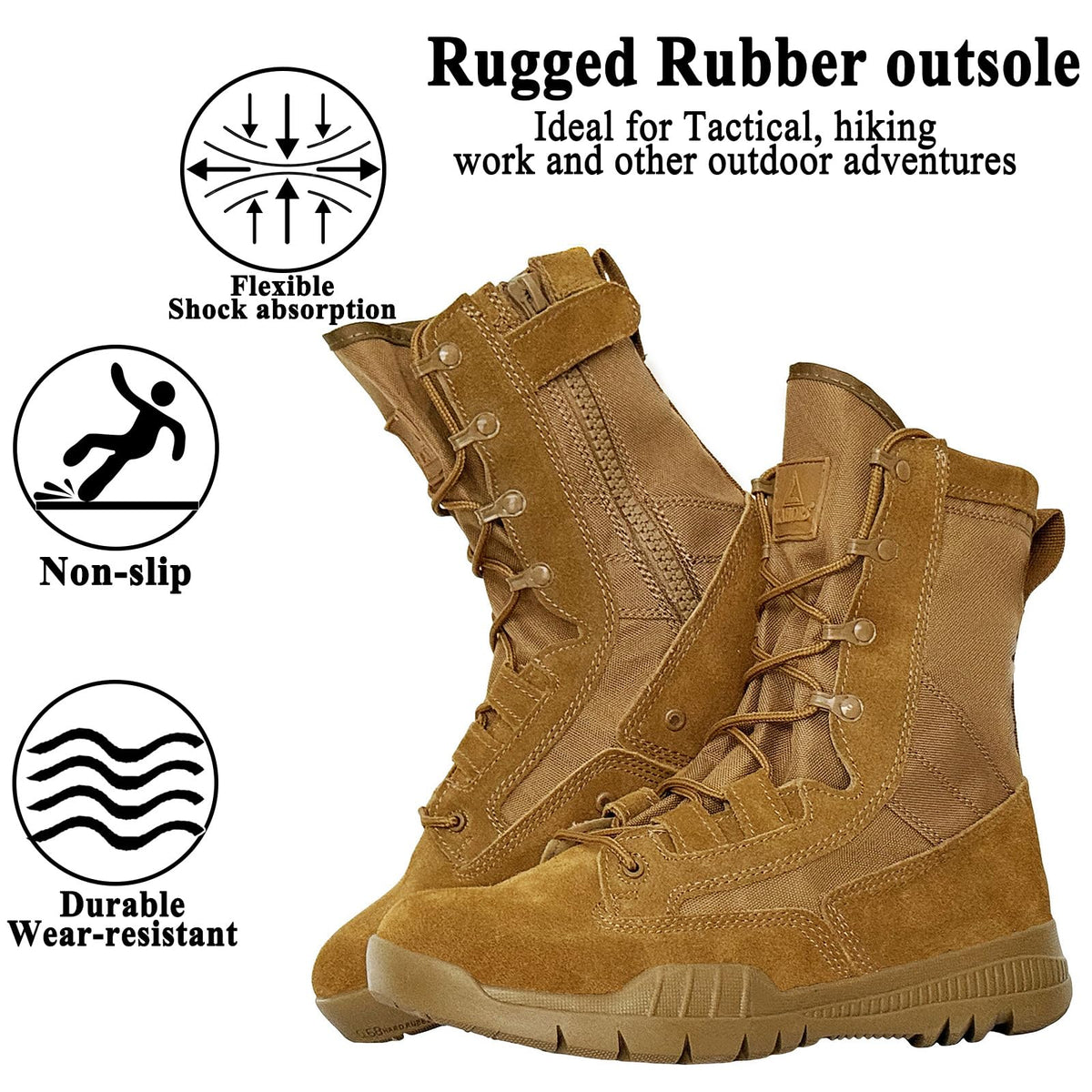 8 Inches Suede Leather Side Zipper Work Boots I864750