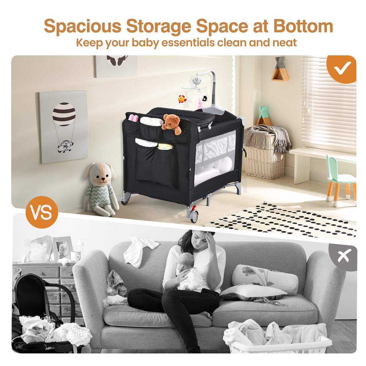 5-in-1 Pack and Play with Bassinet, Changing Table and Portable Crib N395971