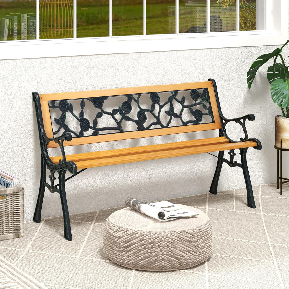 Iron Hardwood Garden Bench E4061