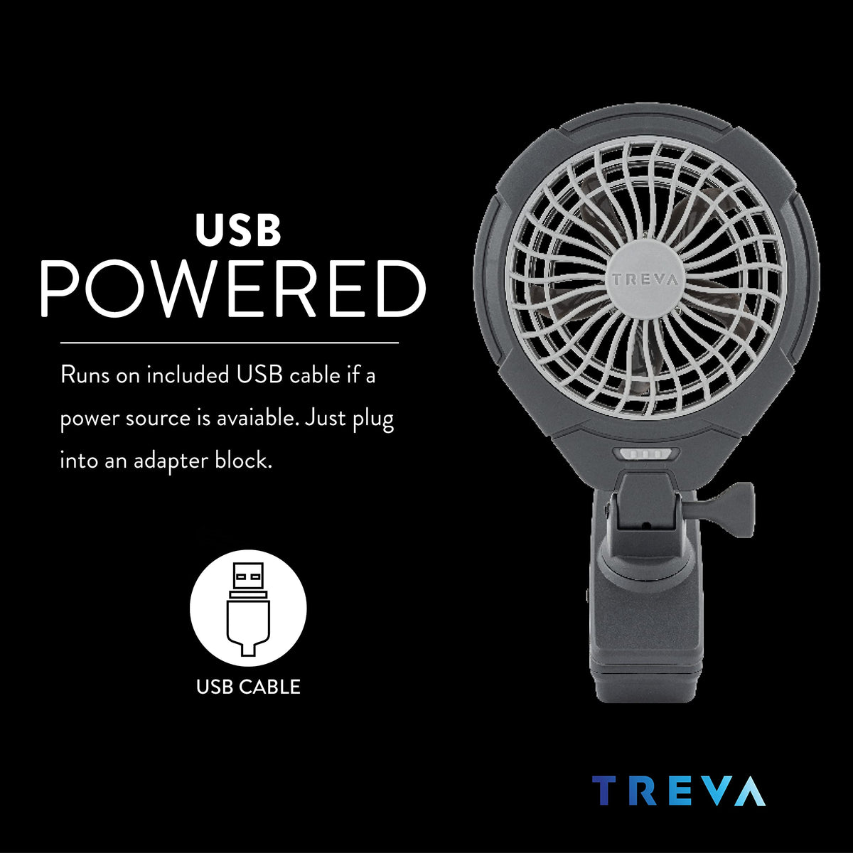 Battery USB Powered Clip on Fan 2-Speed Gray W6067