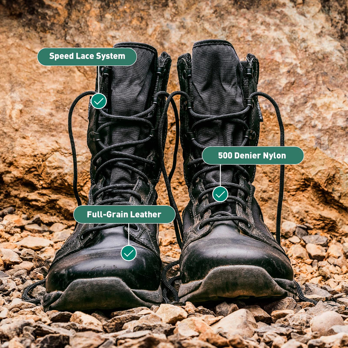 Black Waterproof Tactical Boots F10544