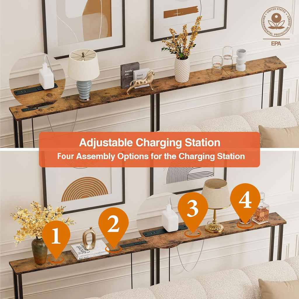 78" Narrow Console Sofa Table with Power Outlets & 2 USB Ports U532