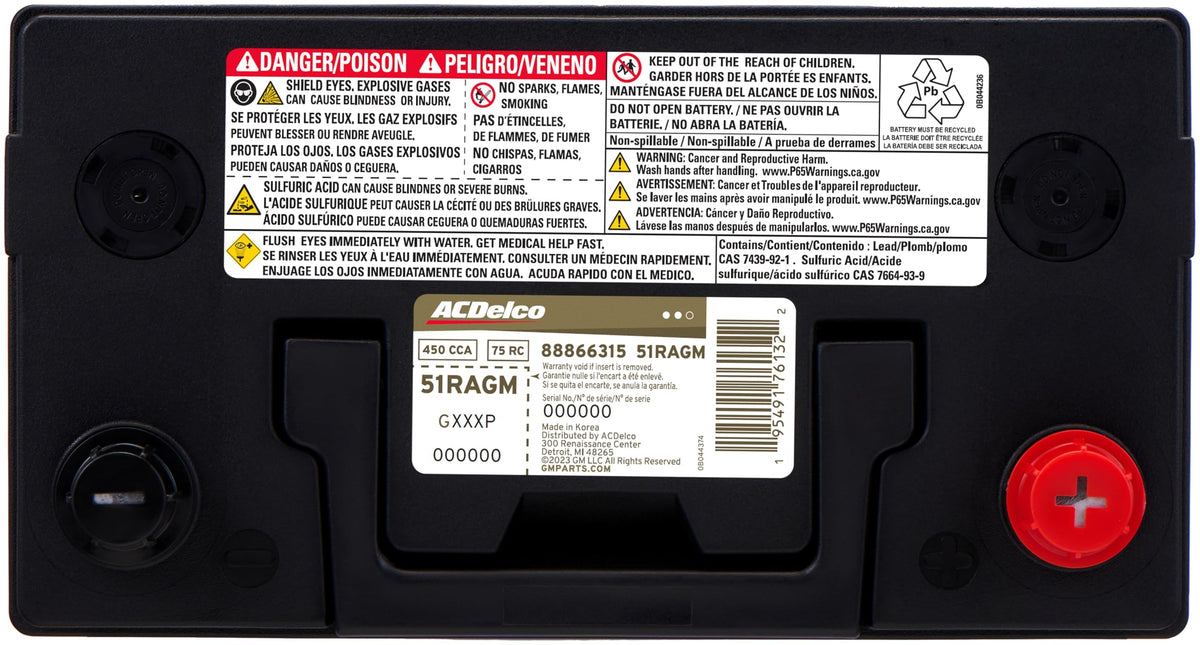 AGM BCI Group 51R Car Battery D259402