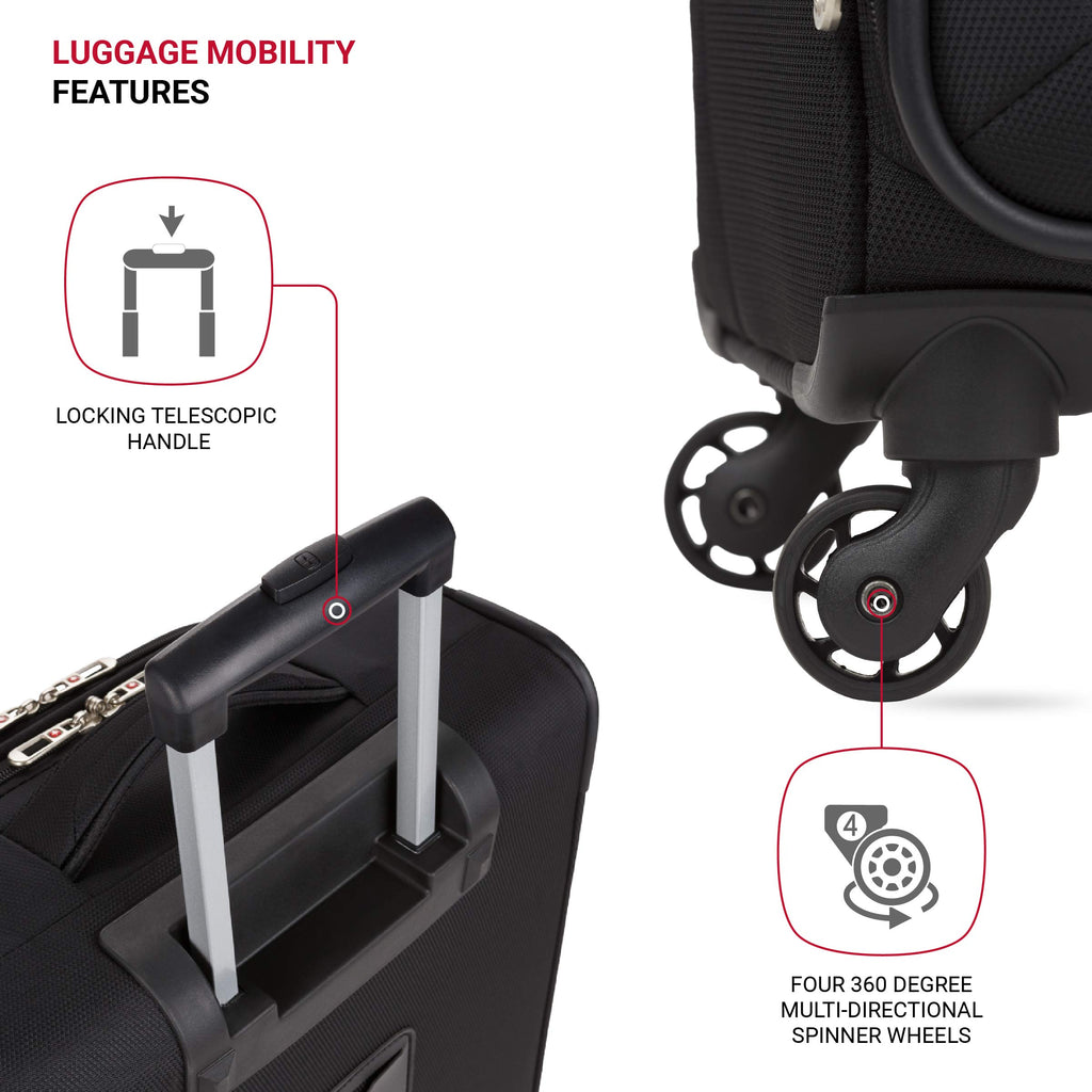 Black 18-Inch Softside Carry-On Luggage with Spinner Wheels J974