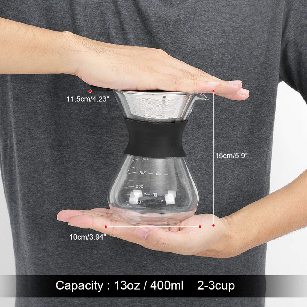 Pour Over Coffee Maker, Paperless Glass Dripper 400ML M6031