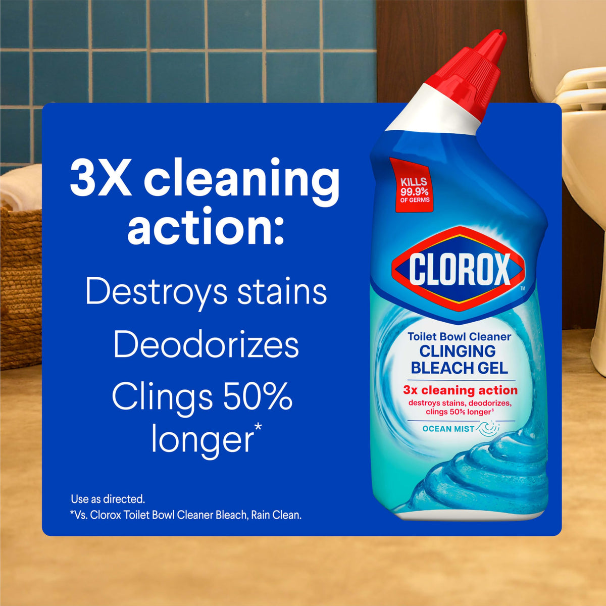 Toilet Bowl Cleaner Clinging Bleach Gel, Ocean Mist, 24 Fl Oz, Pack of 2 M88175