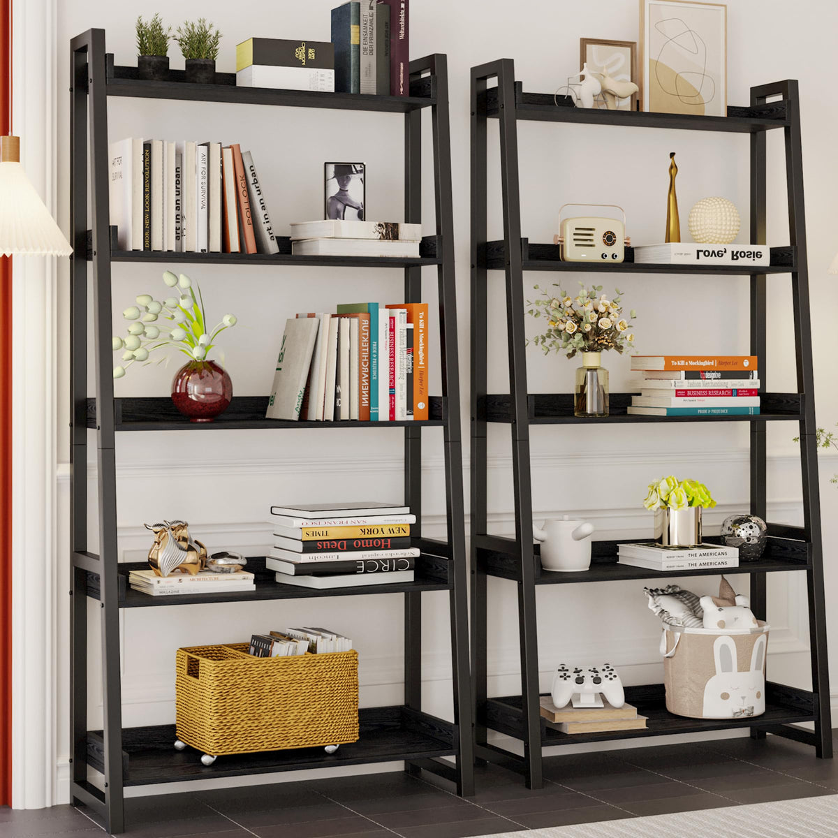 5-Tier Industrial Ladder Shelf Bookcase W82716