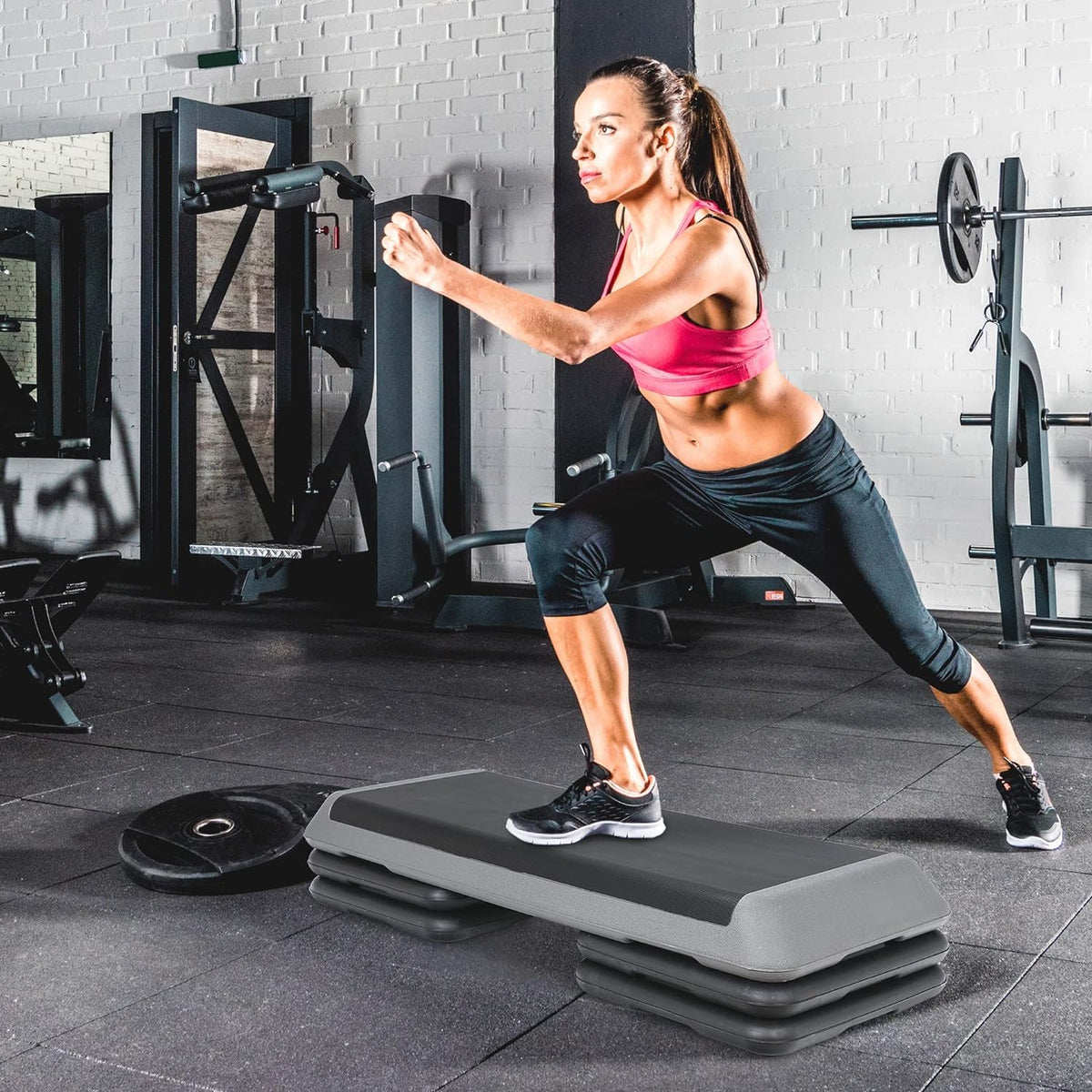 43" Adjustable Exercise Aerobic Step Platform with 4 Removable Risers R497562