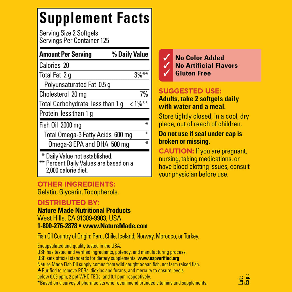 Fish Oil Omega 3 Supplements 1000mg Softgels P57831