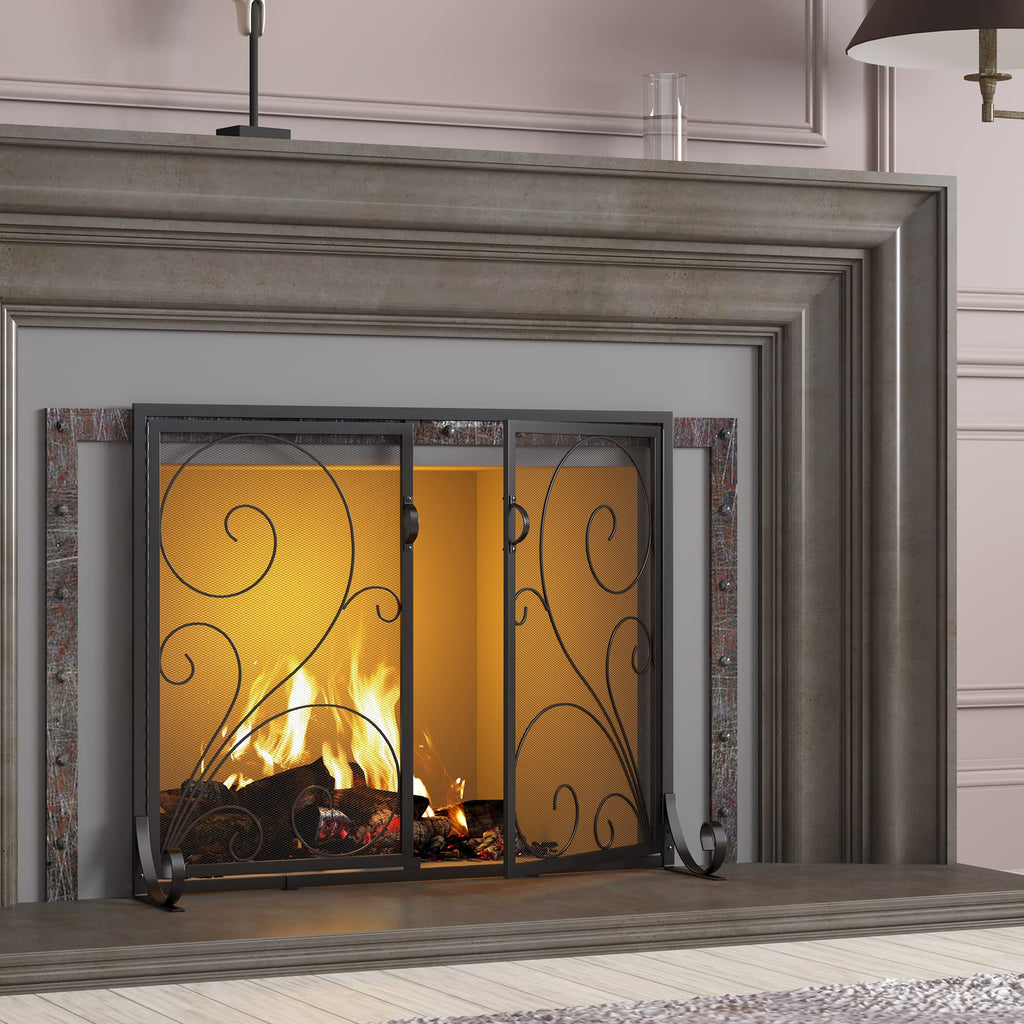 Fireplace Screen Steel Mesh Spark Guard 35" L x 28" H O650