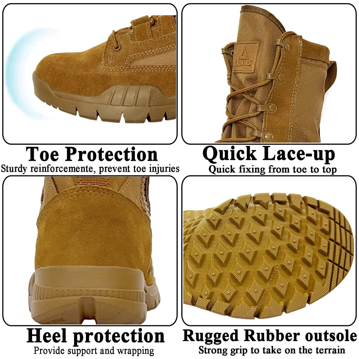 8 Inches Suede Leather Side Zipper Work Boots I864750