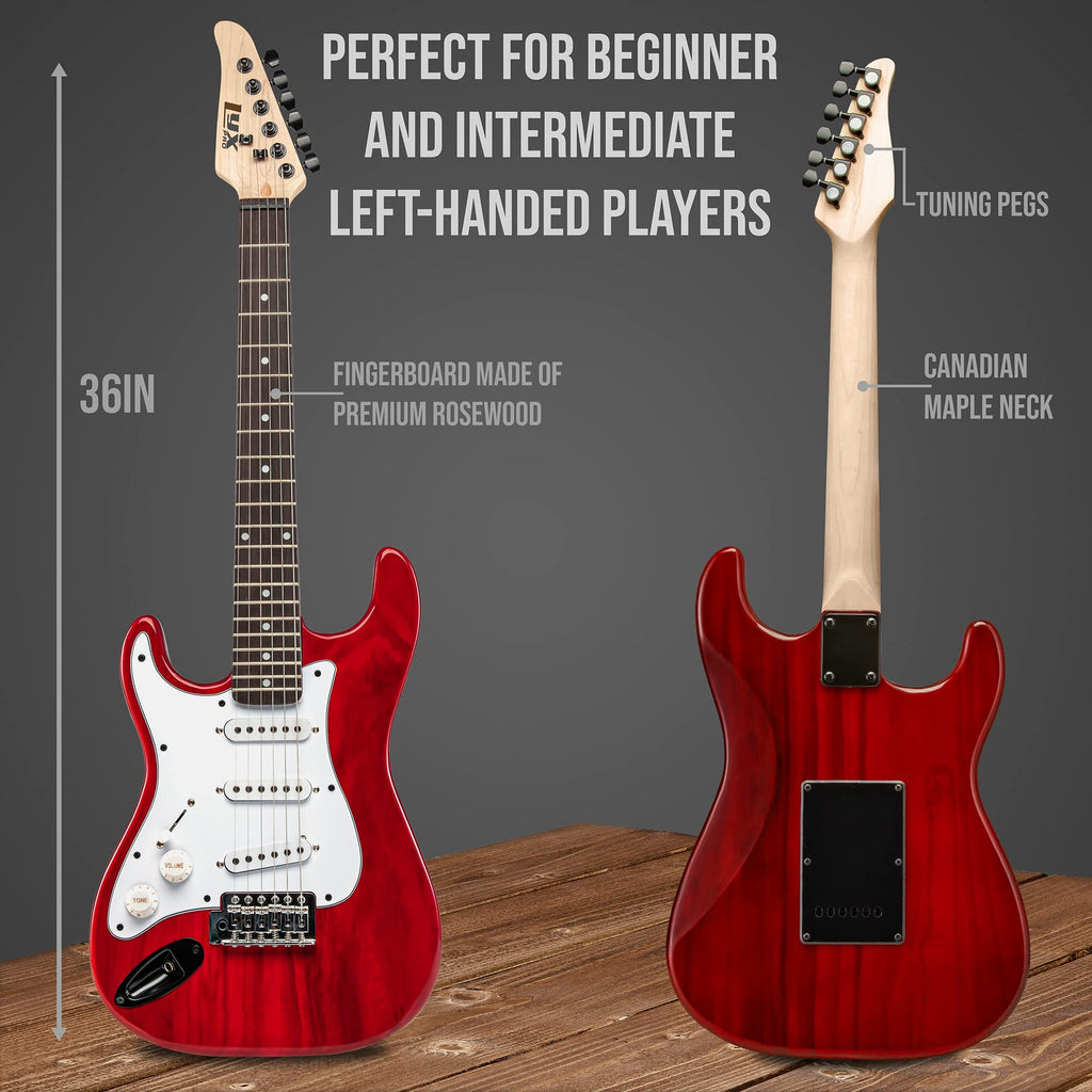 Left Hand 36 Inch 3/4 Size Electric Guitar Kit Red V6135