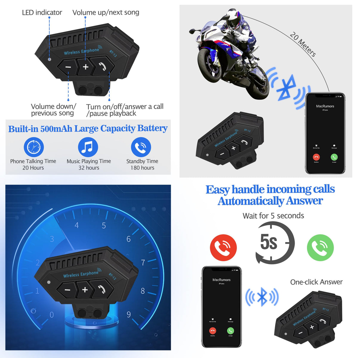 Bluetooth Modular Motorcycle Helmet DOT Approved Dual Visor W16684