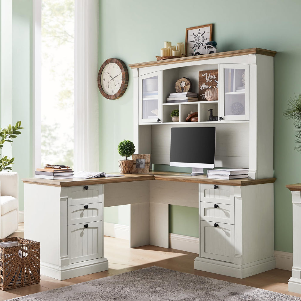60" L Shaped Executive Desk with Hutch R235
