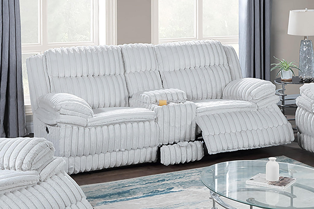 Light Gray Corduroy Loveseat Recliner with Console Drawer C59528