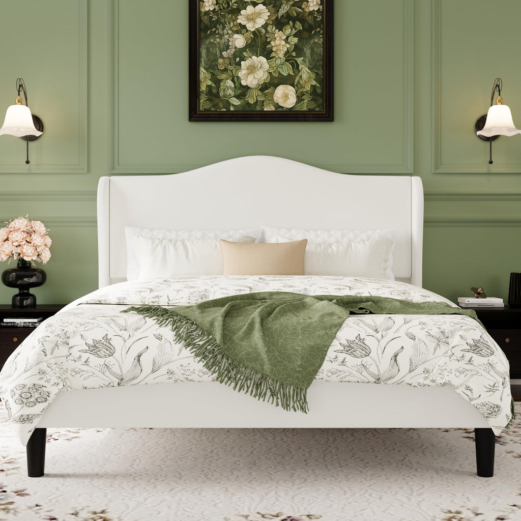 Queen Size Bed Frame with Wingback Headboard Y978160