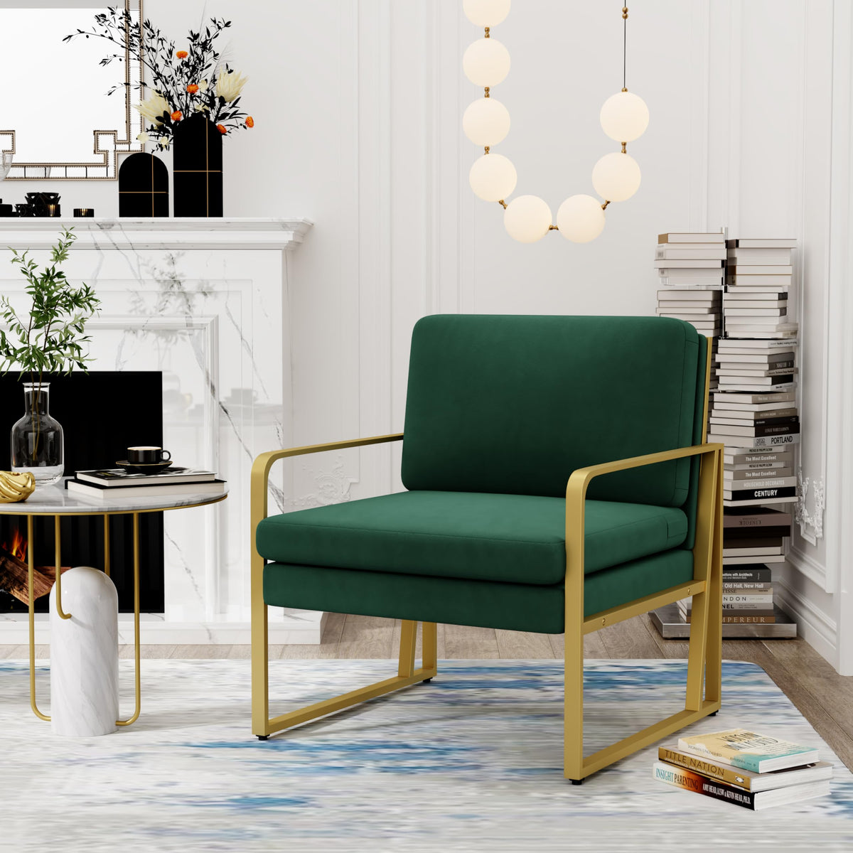 Velvet Accent Chair Set of 2 Green T1491