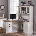 60" L Shaped Executive Desk with Hutch R235