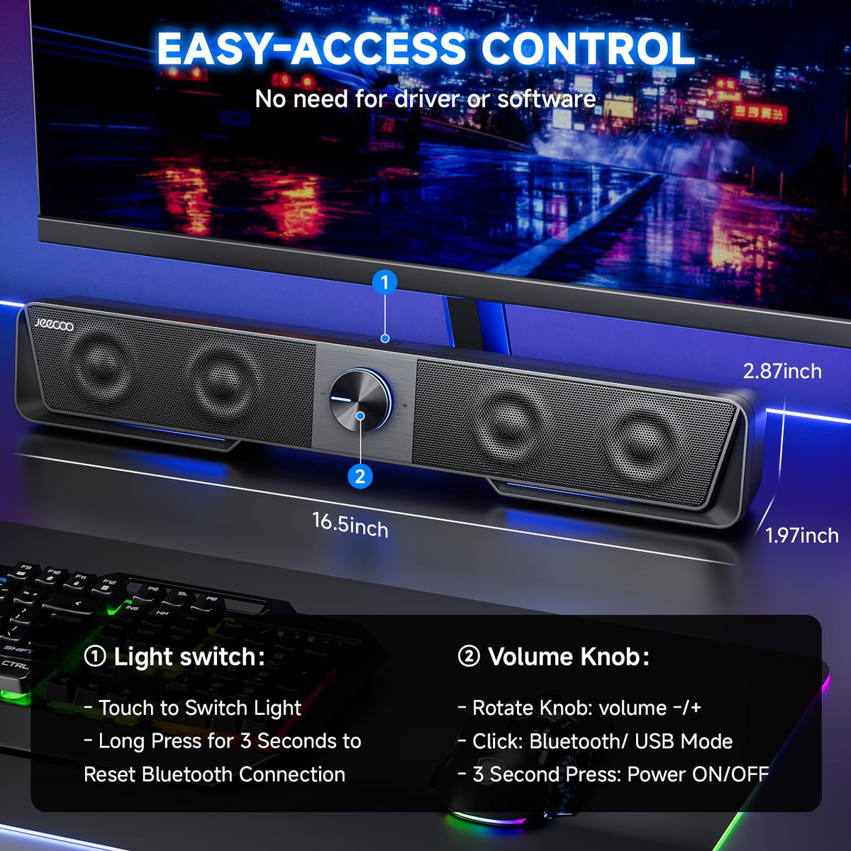 Bluetooth Computer Speakers with LED Light J1307