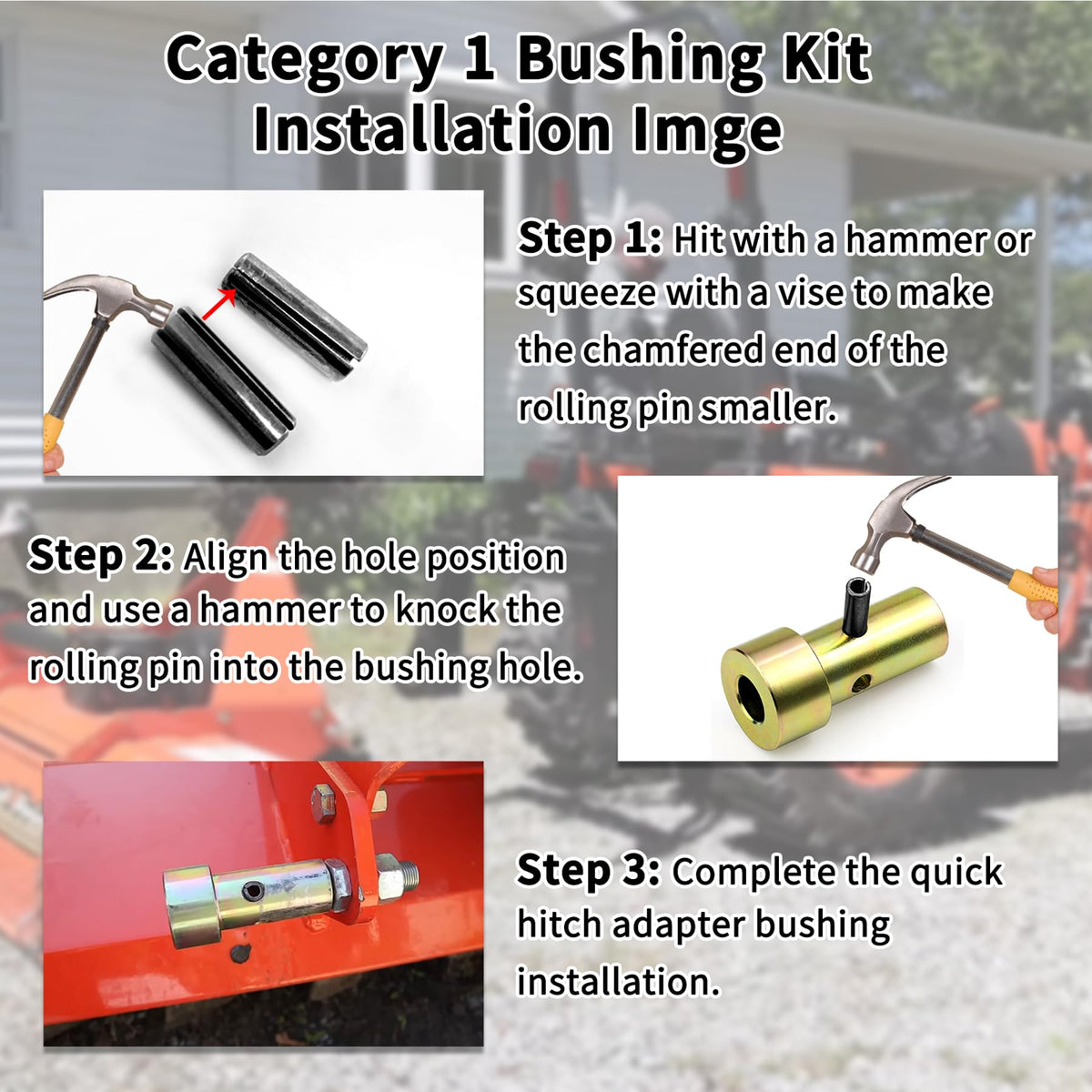 Quick Hitch Adapter Bushing Set with Top Link Bushings, 2 Pair, Gold F9237
