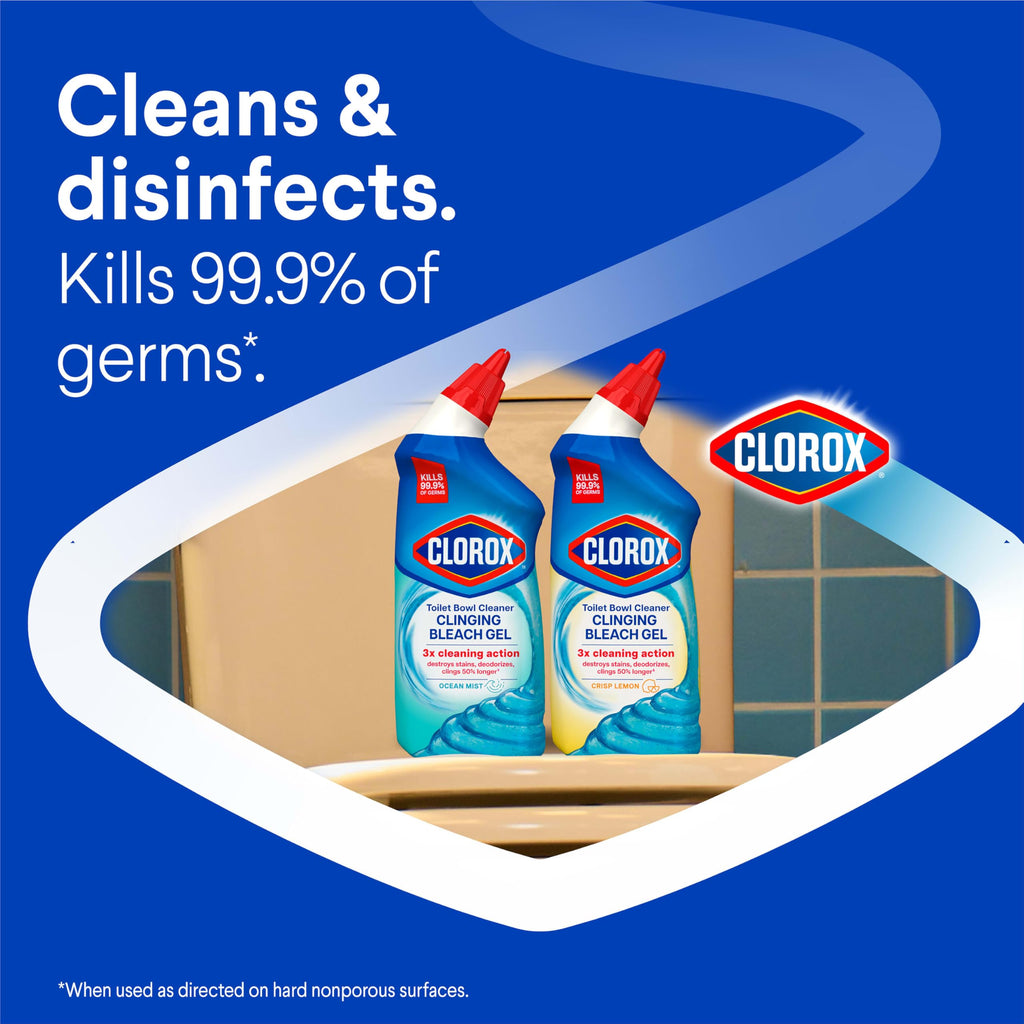 Toilet Bowl Cleaner Clinging Bleach Gel, Ocean Mist, 24 Fl Oz, Pack of 2 M88175