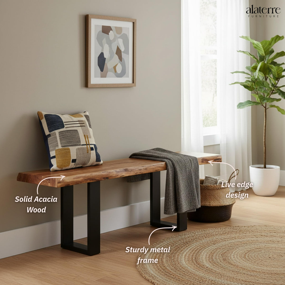 Solid Wood Entryway Bench Q177803