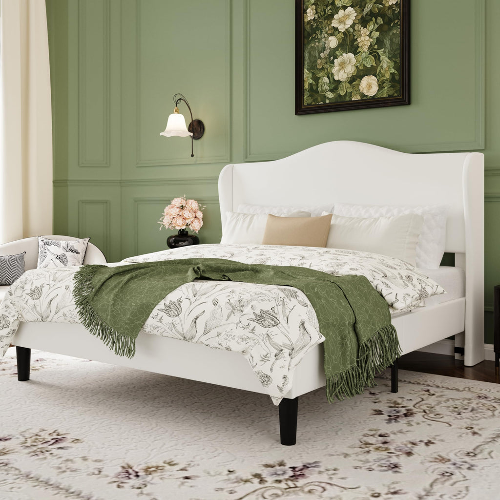 Queen Size Bed Frame with Wingback Headboard Y978160