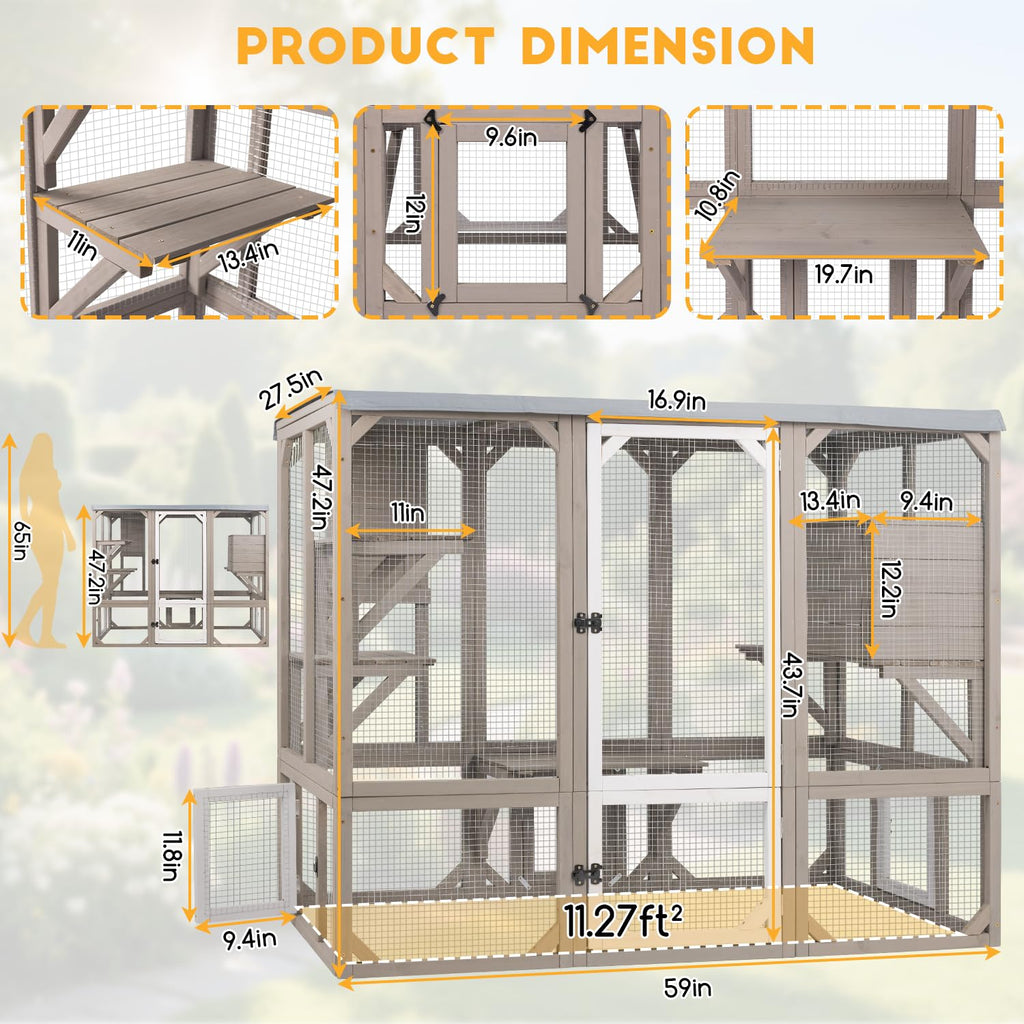 Wooden Catio with 4 Platforms I76551