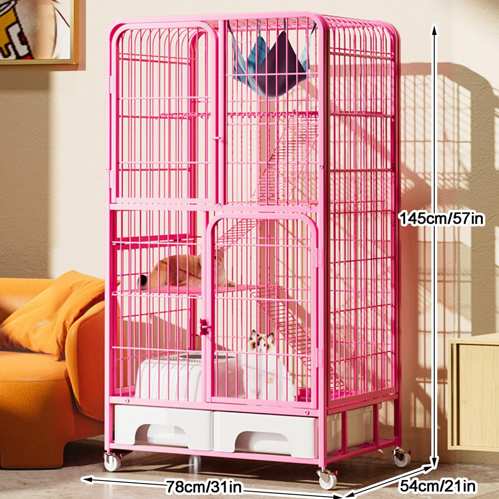 4-Tier Metal Cat Cage with Litter Box and Hammock L90990