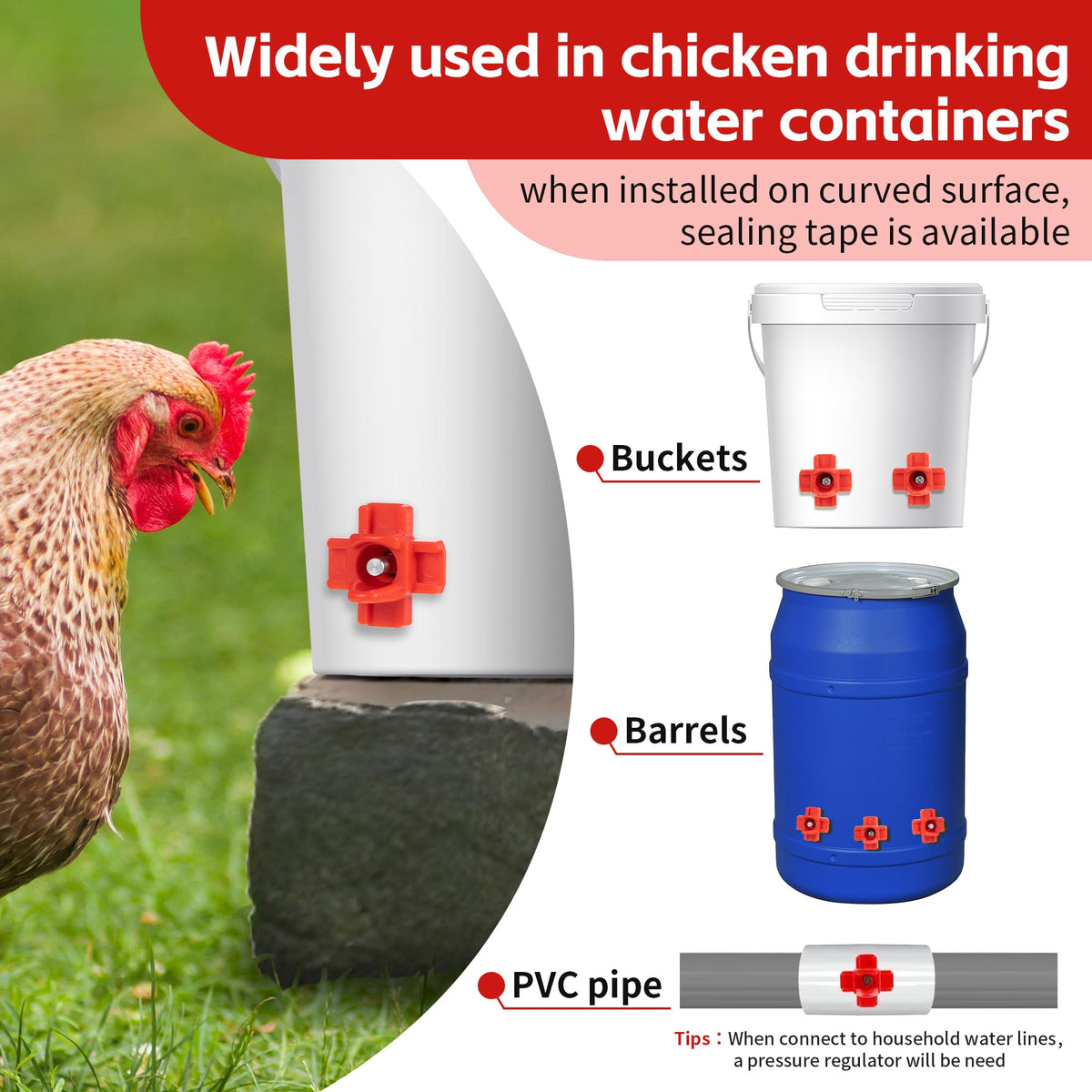 12 Pcs Horizontal Chicken Waterer Nipples with Drill Bit Q9544