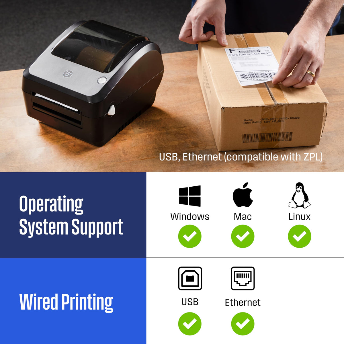 Thermal Shipping Label Printer USB 4x6 Commercial Grade Desktop Label Printer D777
