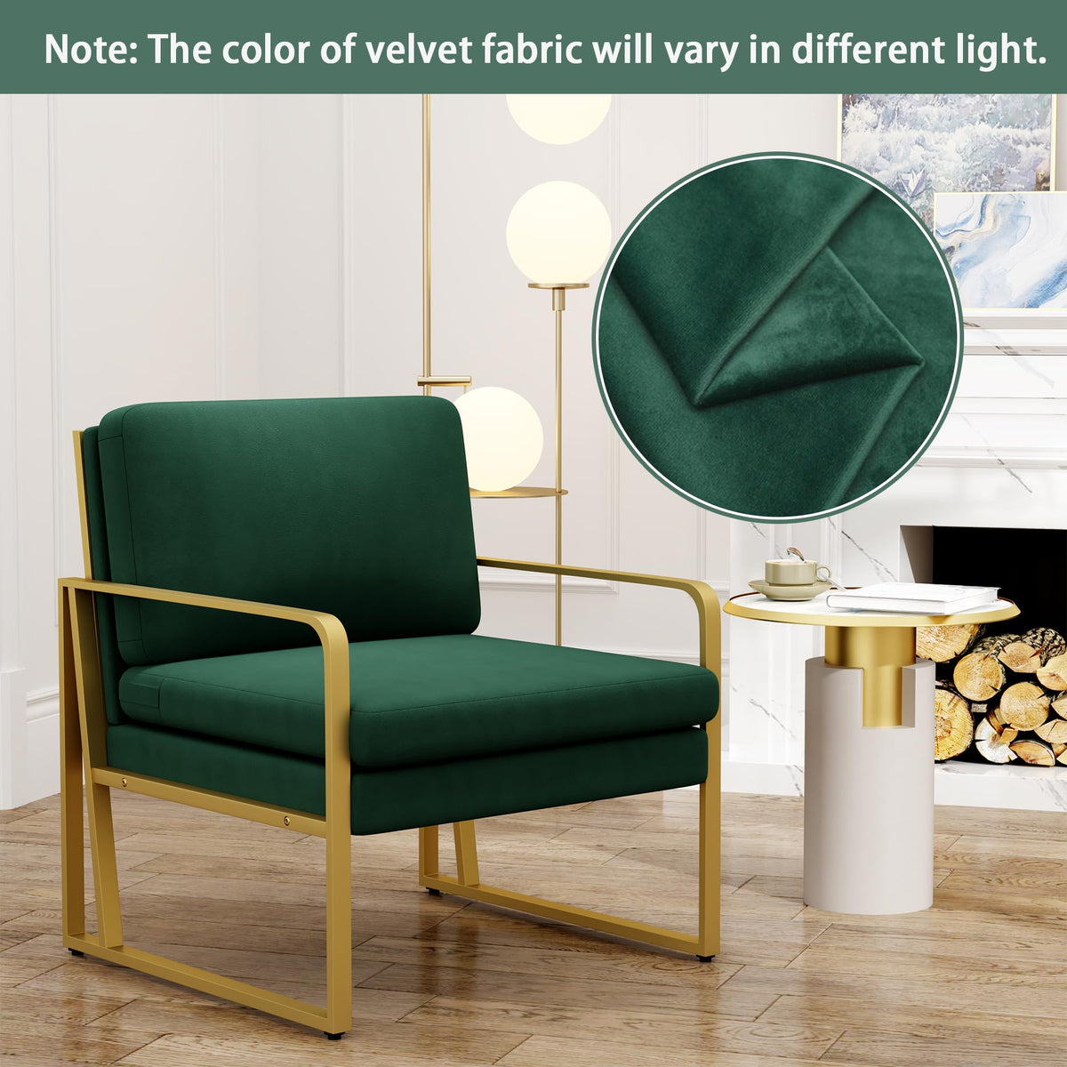 Velvet Accent Chair Set of 2 Green T1491