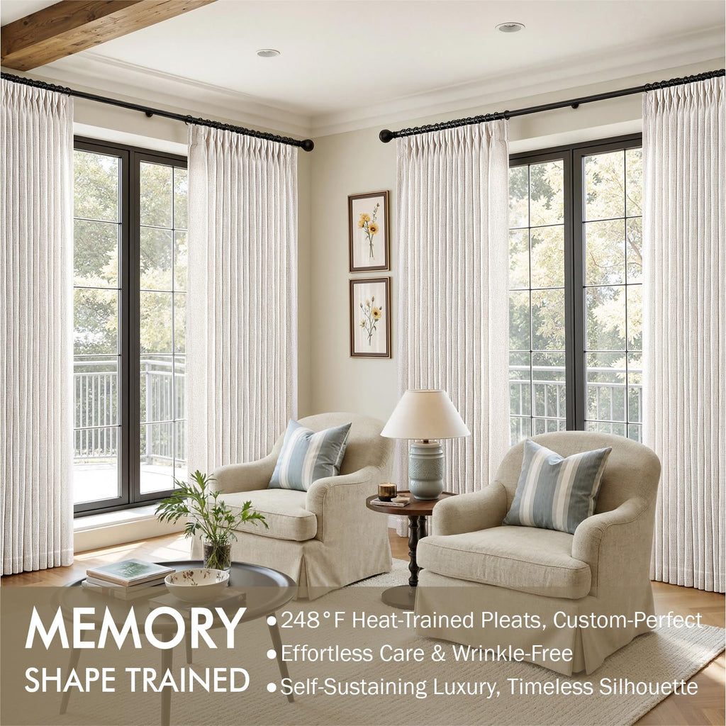 120 Inches Long 2 Panels Linen Curtains F6444