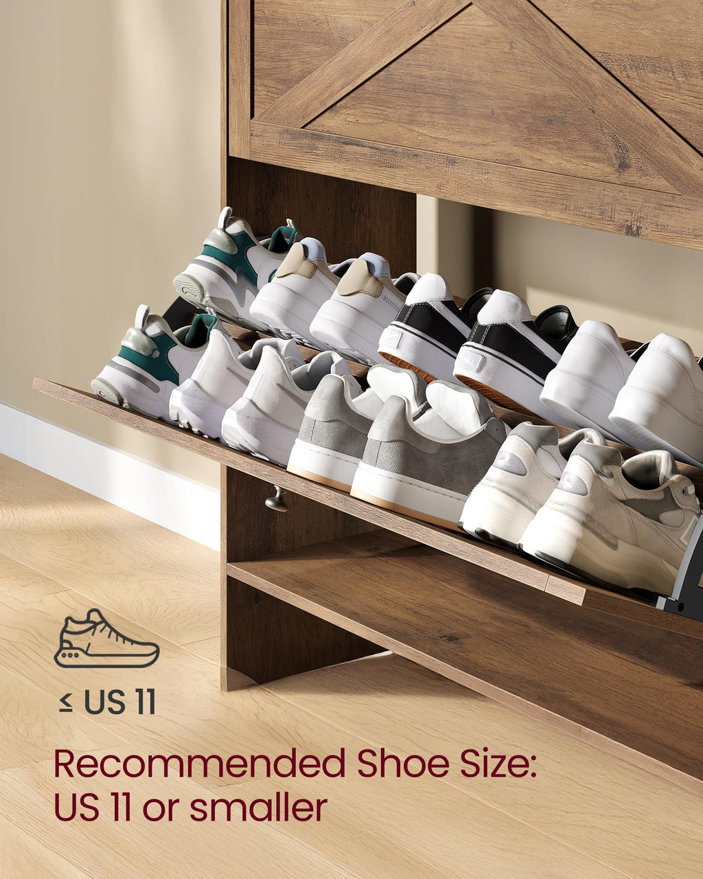 Narrow Shoe Storage Cabinet with 2 Flip Drawers K4874