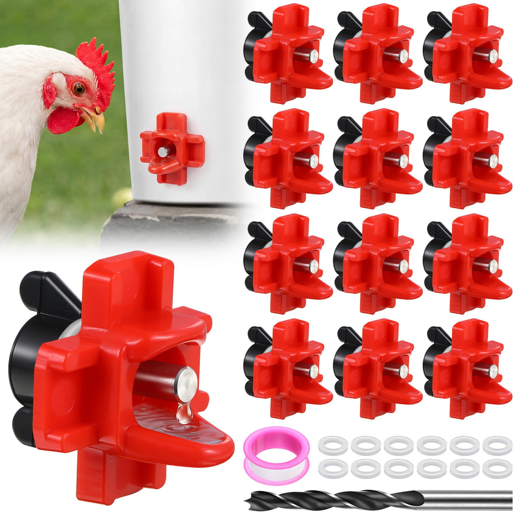 12 Pcs Horizontal Chicken Waterer Nipples with Drill Bit Q9544