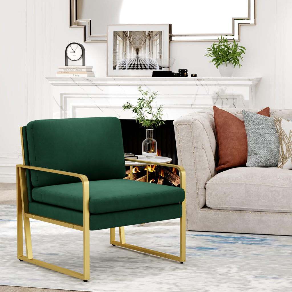 Velvet Accent Chair Set of 2 Green T1491