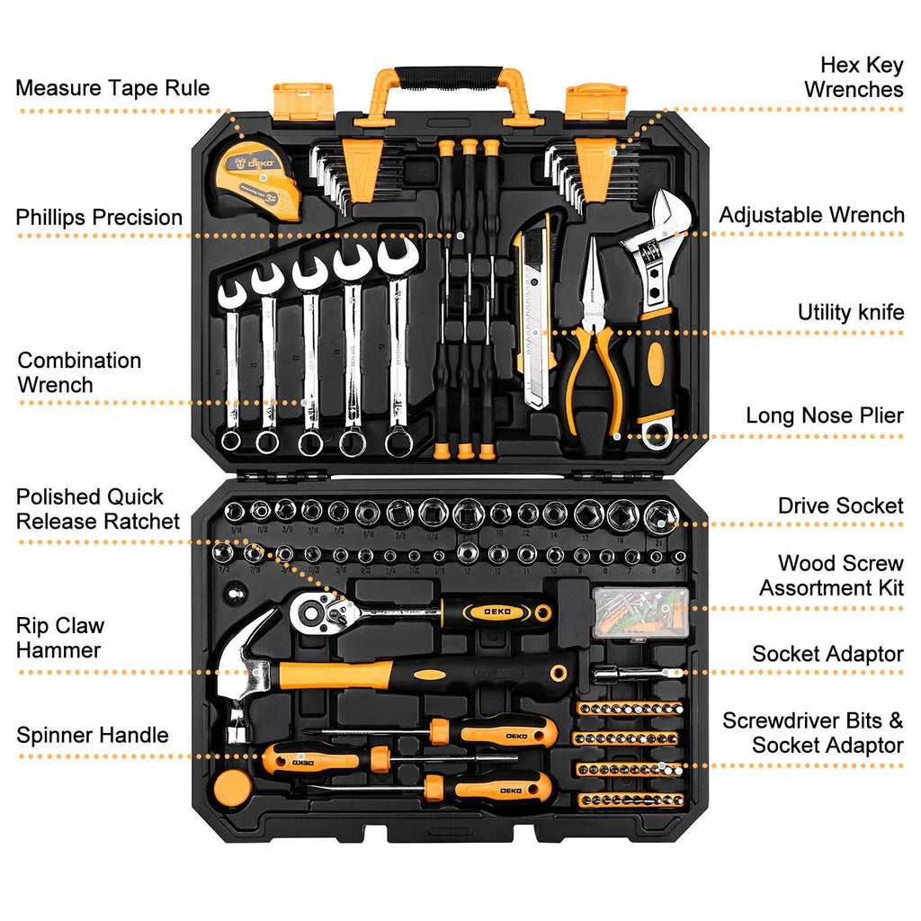 158 Piece Household Hand Tool Kit with Toolbox Storage Case V552561