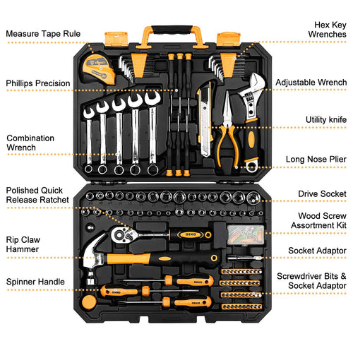 158 Piece Household Hand Tool Kit with Toolbox Storage Case V552561