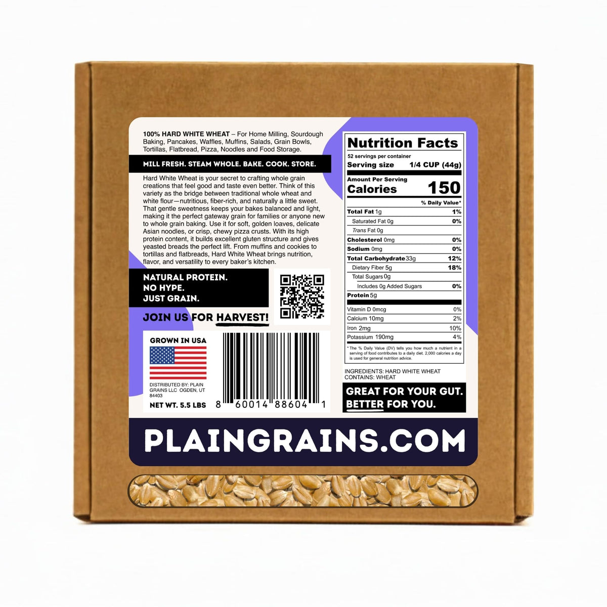 5.5 LB Dry Hard White Wheat Berries Whole Grain R638868