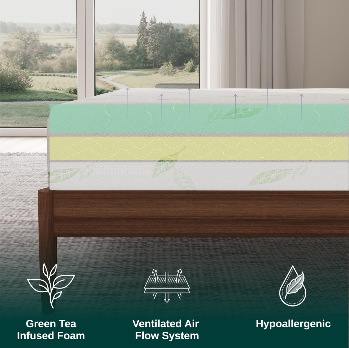 Twin Size 6 Inch Green Tea Memory Foam Mattress C8190
