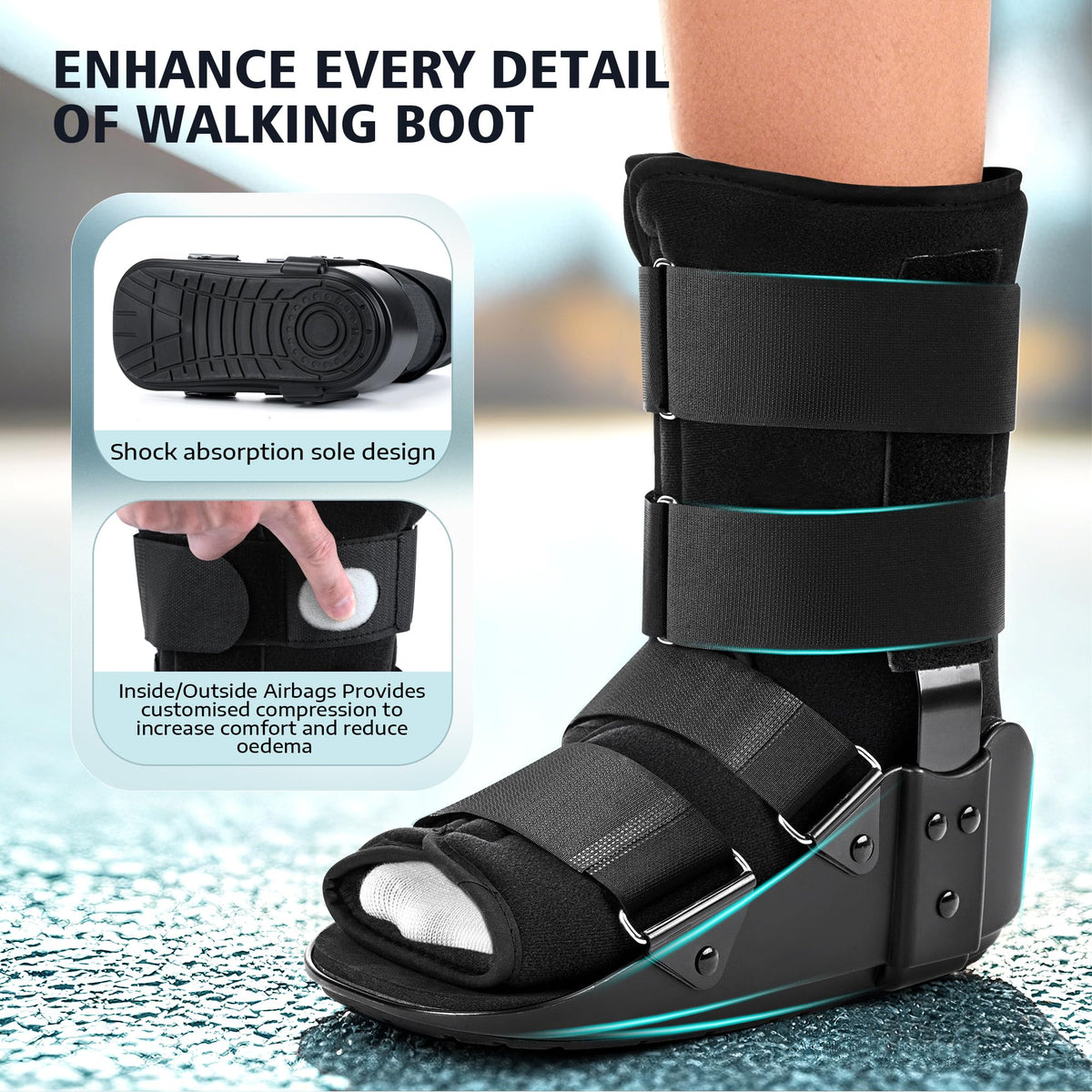 Adjustable Air Walking Boot Medium Black I222525